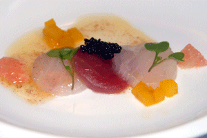 American Spoonbill Caviar with Capraccio of Kampachi & Ahi Tuna