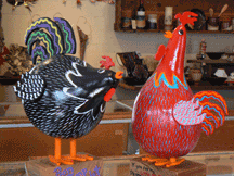 Carol Thibodeaux's rooster gourds