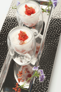 Granita-ai-frutti-di-bosco-e-balsamico,-fluida-di-yogurt-e-cioccolato-bianco