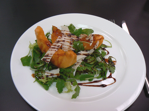 Chef Franco Taruschio's Melon-Arugula Salad at The Chef's Room Fish and Cookery School at Blaenavon, south Wales