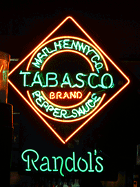 Randal's neon Tabasco sign