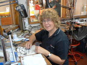 Jewelry designer Rhiannon Jones, in Tregaron, Wales