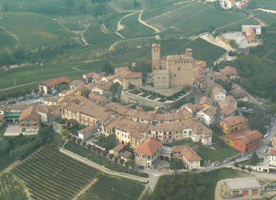 The hilltop town of Serralunga in Piemonte