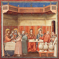 Giotto's fresco of Jesus turning water into wine