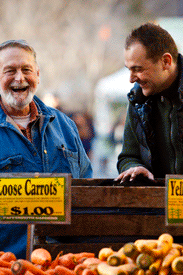 Hmm shares a laugh at the Farmers' Market