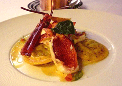Lobster mango ravioli