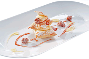 Millefoglie with olive oil and potato & ricotta mousse