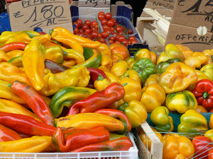 Peppers in the Alba farmers' market