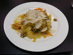 Chef Franco Taruschio's Tagliatelli and Squash at the Chef's Room Fish & Cookery School in Blaenavon, Wales