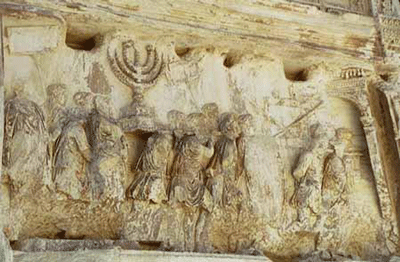 The procession of Jewish slaves carved on the Arch of Titus in Rome's Forum