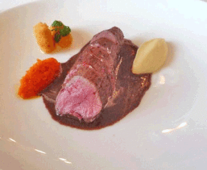 venison at Le Cheval Blanc restaurant in hotel Les Trois Rois