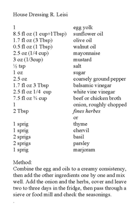 R. Leisi House Dressing Recipe