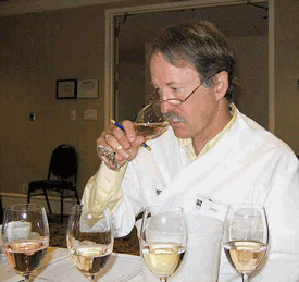 Scott Clemens evaluating wine