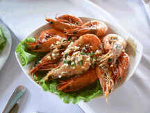 Prawns at Badjao restaurant on Palawan