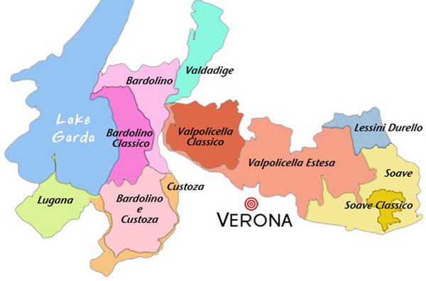 The wine zones of Verona