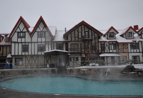 The heated pool at Boyne Highlands.