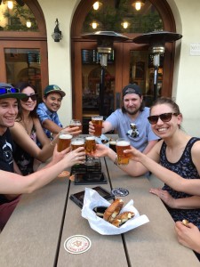 Thirsty friends enjoy some brews at Hop Grenade Tap Room