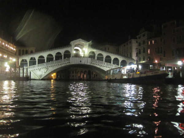 The Rialto Bridge at midnight