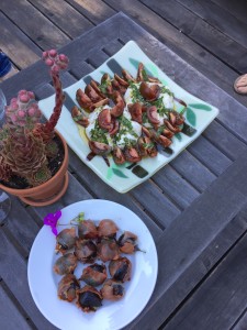 Figs wrapped in prosciutto, burrata with heirloom tomatoes, basil and olive oil.