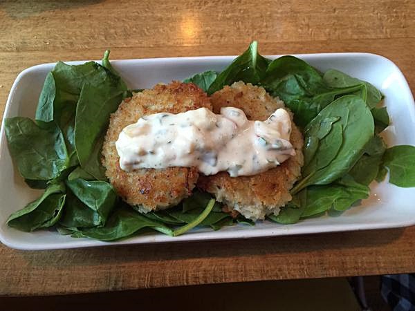 Crab cakes.