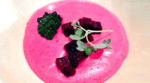 Cracco's cream of rice with beets