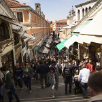 Crossing the Rialto Bridge