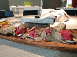 Raw beef with white truffles