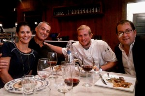 Libby and Jack Cox of Carteret Catch, Chef Andy Hopper, and A. B. “Trace” Cooper, III at Pescara (Atlantic Beach) 