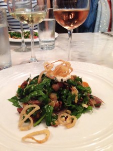 Spinach & Duck Confit Salad at Pescara Wood Oven Kitchen, Atlantic Beach (Photo by Leah Wynalek)