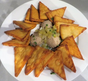 Black-eyed pea hummus with homemade pita wedges.