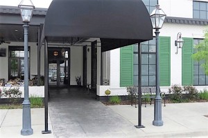 Canopied entrance.