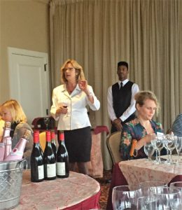 Diane Rousakis, representing United Distributors, speaking with knowledge and passion about wines.
