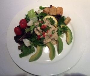 Appetizer of crab and avocado remoulade.