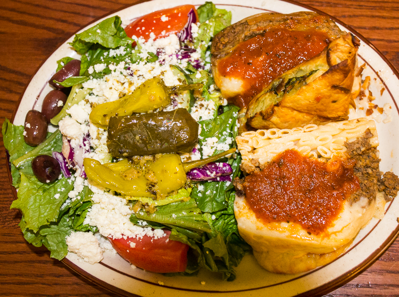 Greek Combo Plate with Pastitsio, Moussaka and Spinach Pie (©simon@myeclecticimages.com)