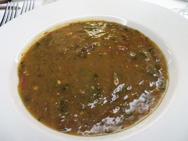 Turtle Soup thick with meaty flavor.